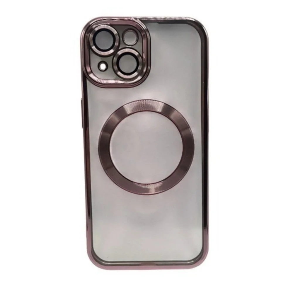 iPhone 15 Clear Protective Case Pink Metallic Trim NEW - Picture 1 of 9